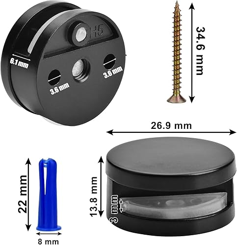 Miniatura 8 de Golden - Kit de montaje de espejo sin marco de 0.118 a 0.198 pulgadas, paquete de 8 piezas de kit de montaje de espejo de fijación de doble tornillo