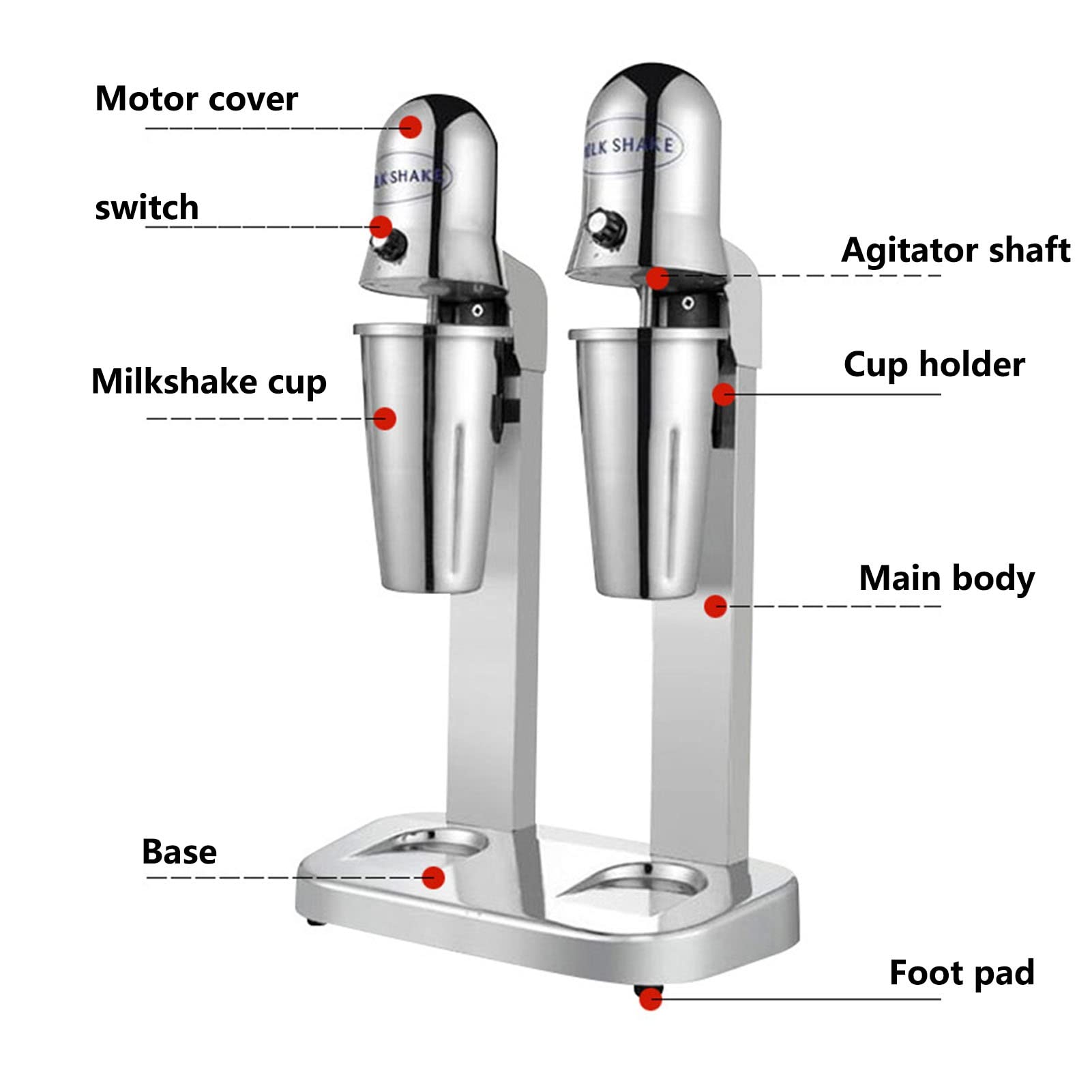 Maker Di Shaker Di Latte Elettrico 2 Velocità Melphake Machine Smoothie Drink Mixer 304 Acciaio Inossidabile Macchina Per Creatori Di Frutteti Protein Shaker Per I Cocktail Di Frullati Di Proteine