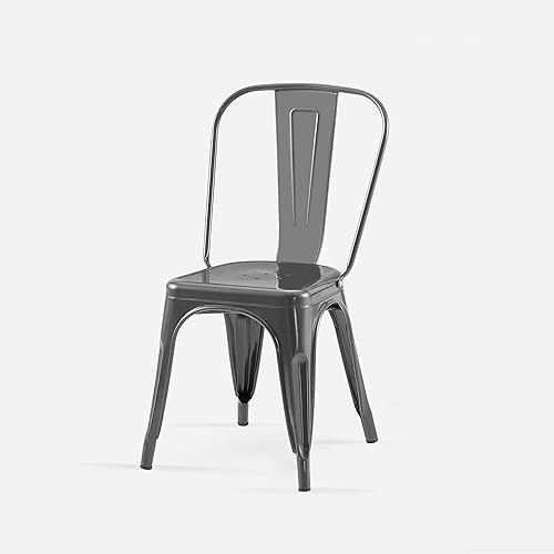 Miniatura 2 de AC Pacific Sillas de comedor de metal industrial de 18 pulgadas de altura de asiento, apilables para cocina o bar, diseño moderno y duradero,