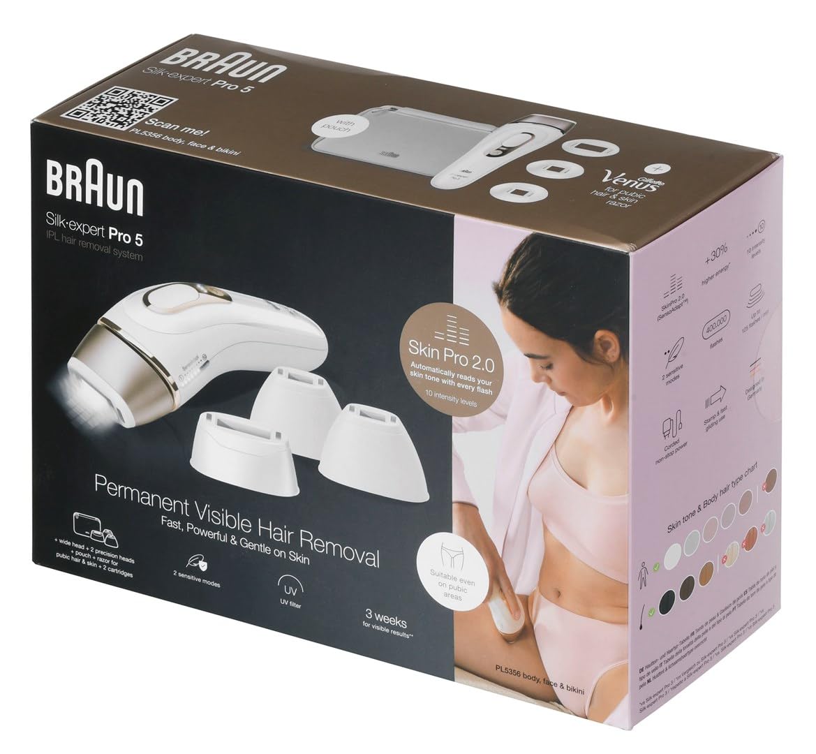 Braun Silk-expert Pro PL5356 Lumière pulsée Or, Blanc