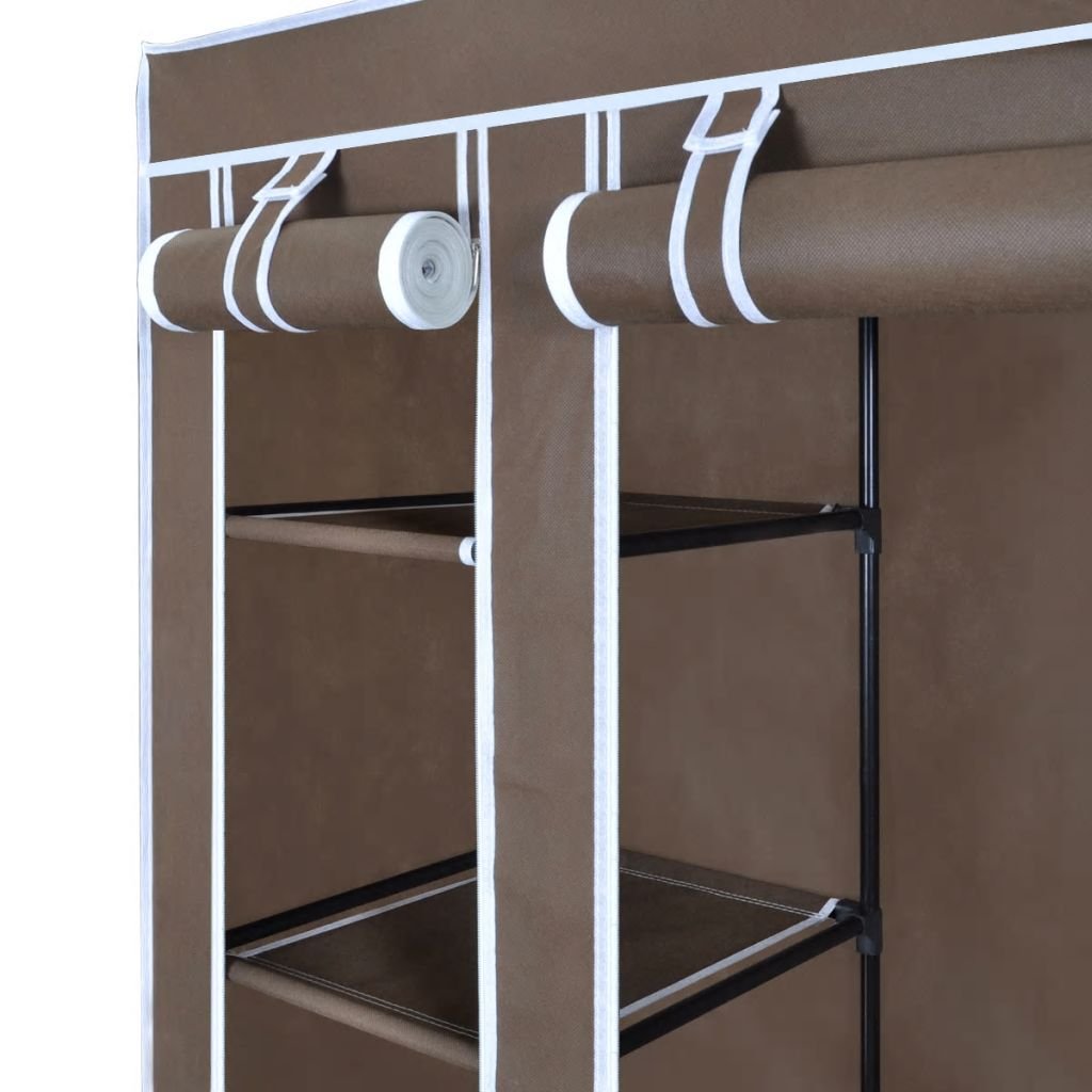 ARKEM Armario de Tela Compartimentos y Varillas marrón 45x150x176cm Armario portátil para Ropa