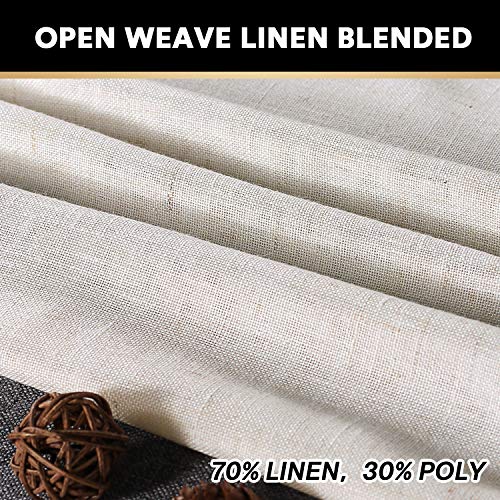 image for PrinceDeco Linen Curtains Natural Linen Blended Rod Pocket Panels Ligh