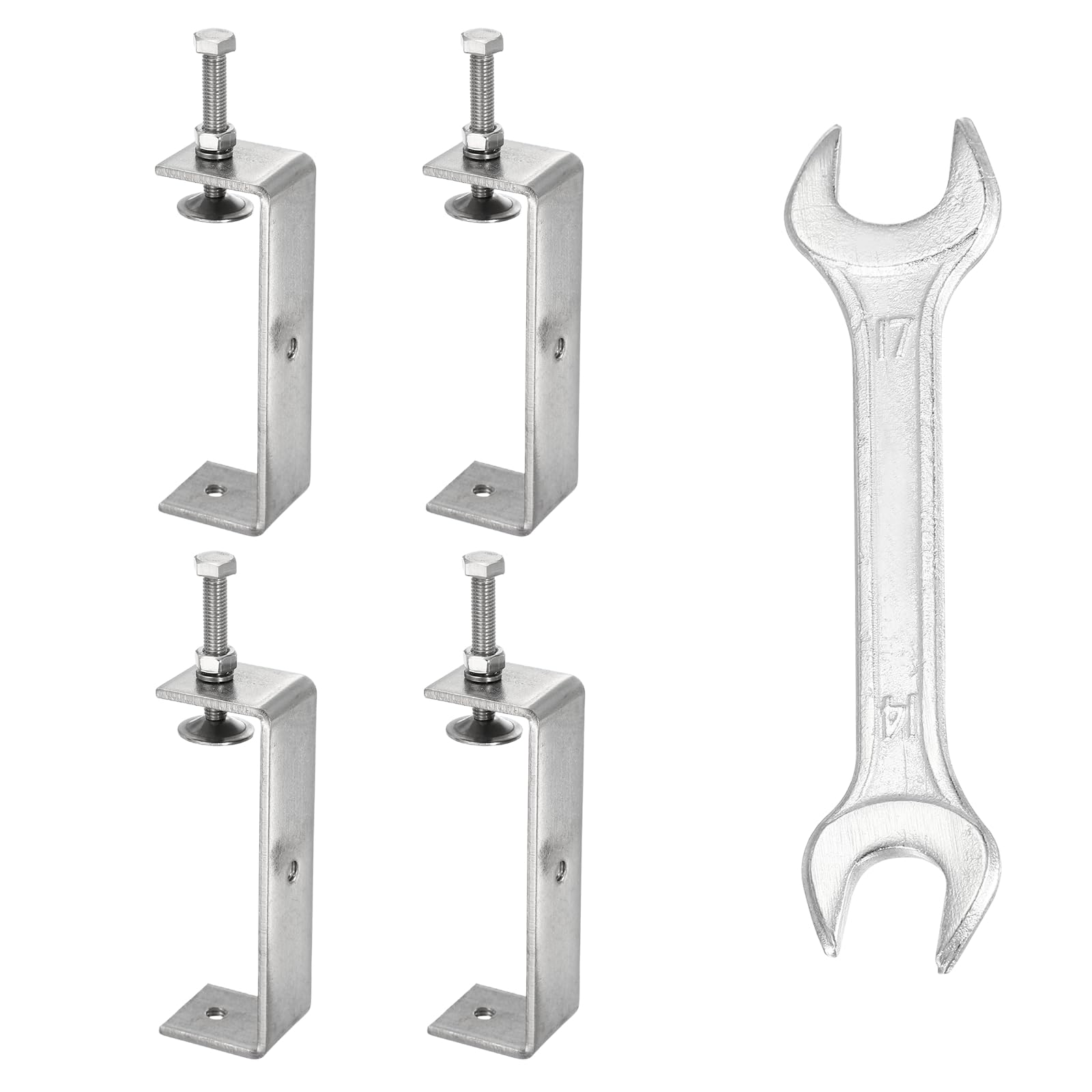 sourcing map 4PCS 304 Stainless Steel C Clamps Mini 4-3/4" (120mm) Wide Jaw Opening Small Galvanized U Clamp for Woodworking Welding Building Household Mounting โ image 1