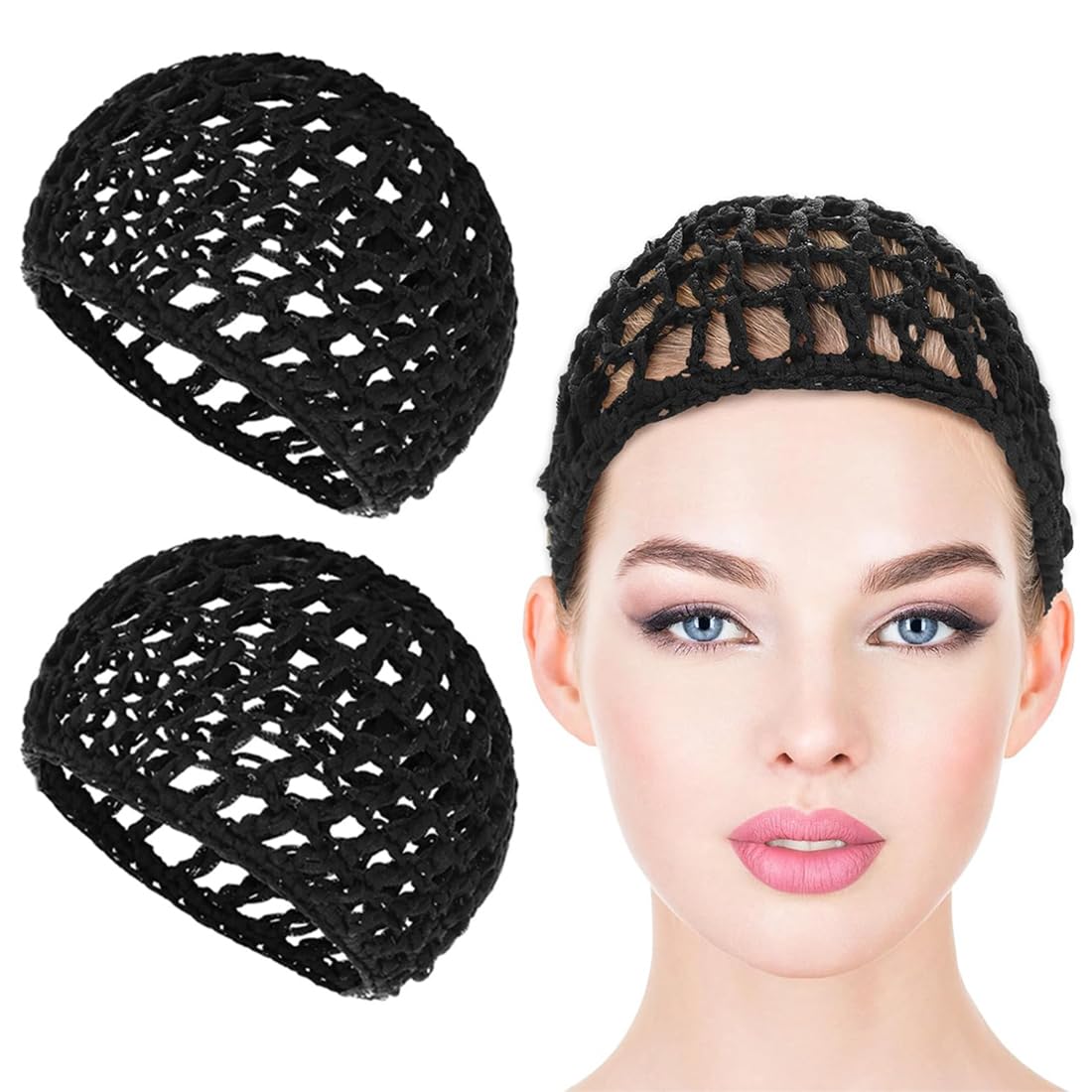 Rete Per Capelli All'Uncinetto 2 Pezzi, Rete Per Capelli Per Dormire, Involucro Per Capelli Lunghi