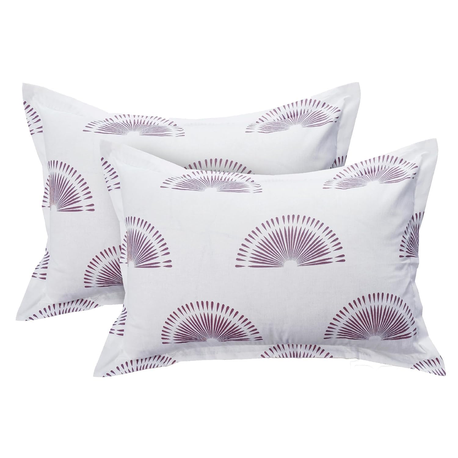 Huesland Cotton Bed Sheets - King Size, Purple & White -4