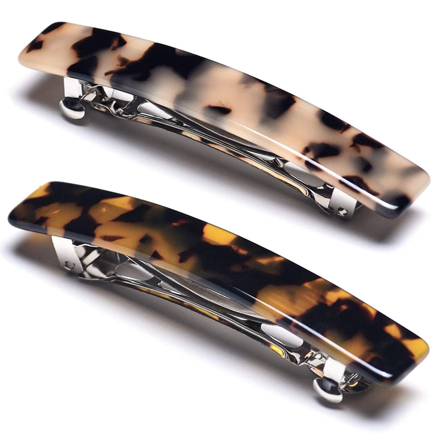 PE - 2PCS French Design Hair Barrette Tortoise Shell Celluloid Rectangle Hair Clips for Women - Random Model-image-26