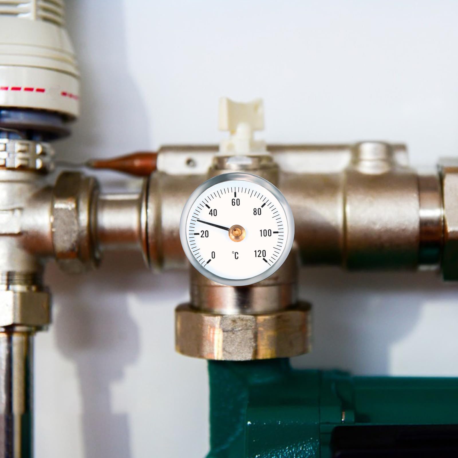 Termometro Bimetallico per Tubi dell'Acqua Calda, 0-120°C, Clip e Molla, Indicatore di Temperatura per Uso Industriale e Domestico