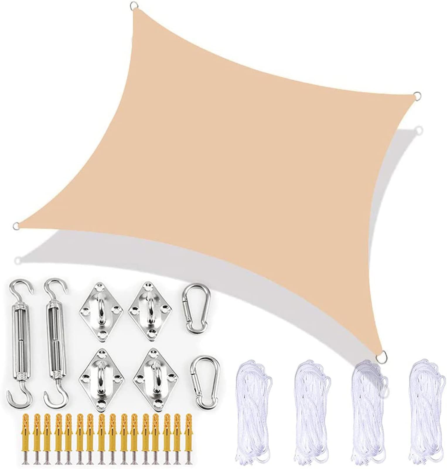 Voile d'ombrage rectangulaire en tissu Oxford haute densité résistant 6x6 m