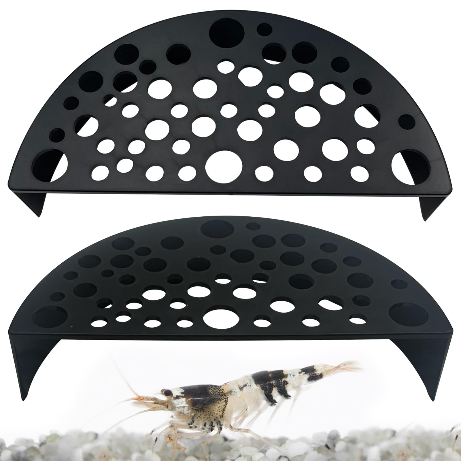 2 Pezzi Nascondigli Gamberetti Creativi, Accessori Acquari Deco, Acquario Tunnel Sotterraneo Semicerchio, Acquario Tunnel, Adatto per Pesci, Gamberetti e Altre Creature Acquatiche (Nero)