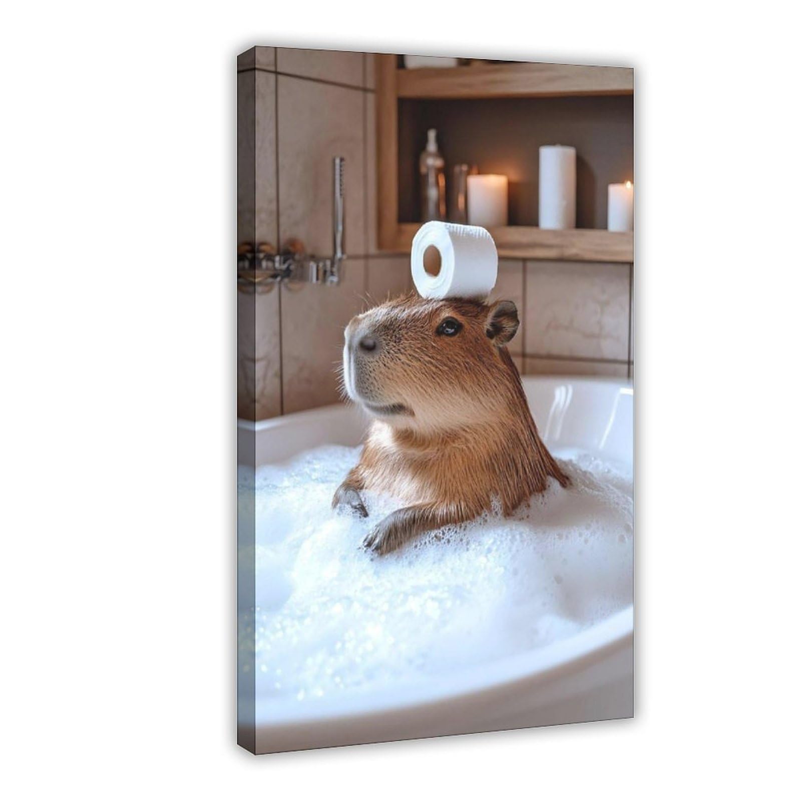 Wlqzfrwv Funny Capybara Bathroom Art Canvas Poster Bedroom Decor Landscape Office Room Decor Gift 16X24inch(40X60cm)