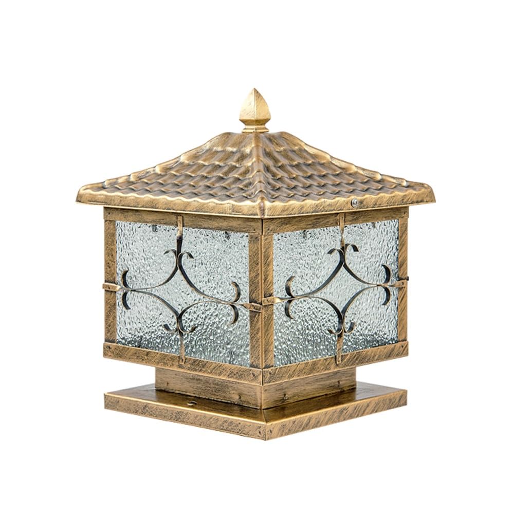 GTHTUHFD Nostalgia Post Cap Lights, Square Deck Fence Lamp, Outdoor Column Lighting For Walkway, Driveway, Patio, Porch,Brass-Width:7.9inch/20cm
