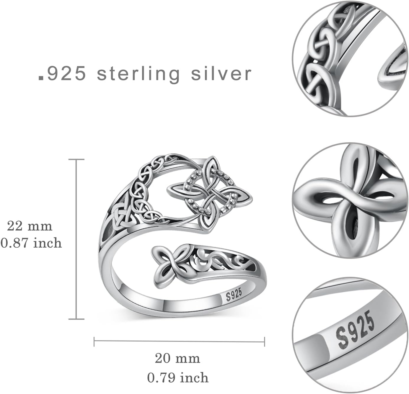 Witches Knot Ring Celtic Nudo de Bruja Plata 925 Original Sterling Silver Witch Knot Rings Irish Jewelry Gifts for Women