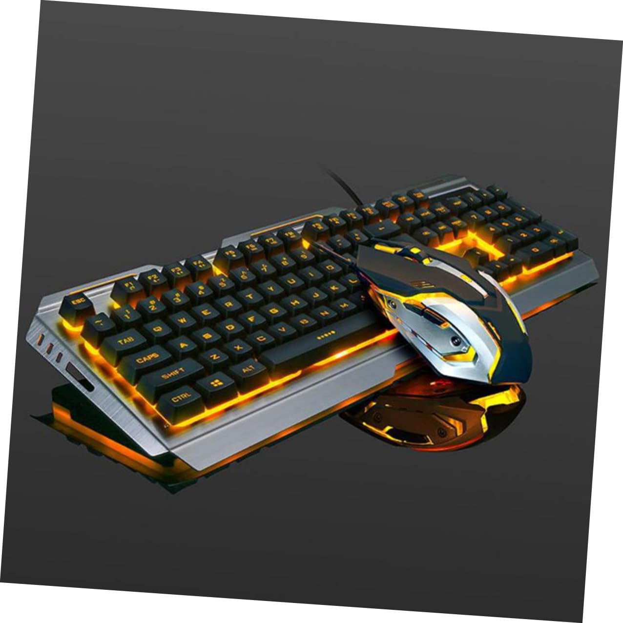 Set Tastiera Meccanica Gaming Retroilluminazione LED e Mouse Ergonomico USB Nero in Plastica Tasti Flottanti e Funzioni Multimediali Fn