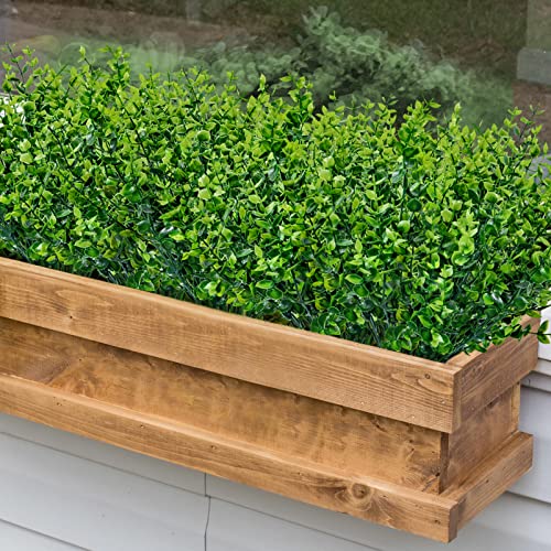 8 Bundles Artificial Greenery Stems Fake Plants Boxwood Shrubs Faux Plastic Plants Bushes For Home Farmhouse Porch Patio Window Box Garden Decor #TOP4