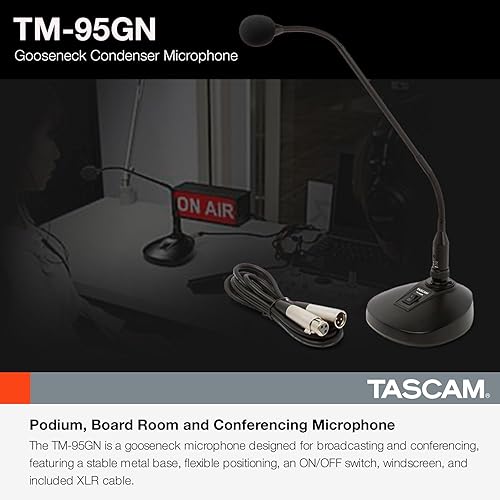 Miniatura 2 de Tascam TM-95GN Micrófono de condensador de cuello de cisne de escritorio negro