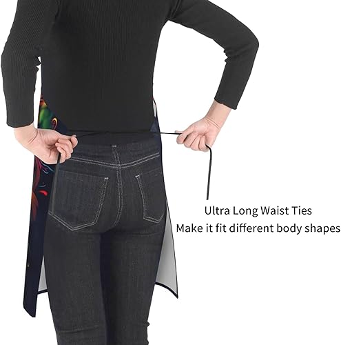 Miniatura 6 de Delantal impermeable con 2 bolsillos, delantales de chef de cocina, baberos para cocinar, hornear, pintura, jardinería, aseo