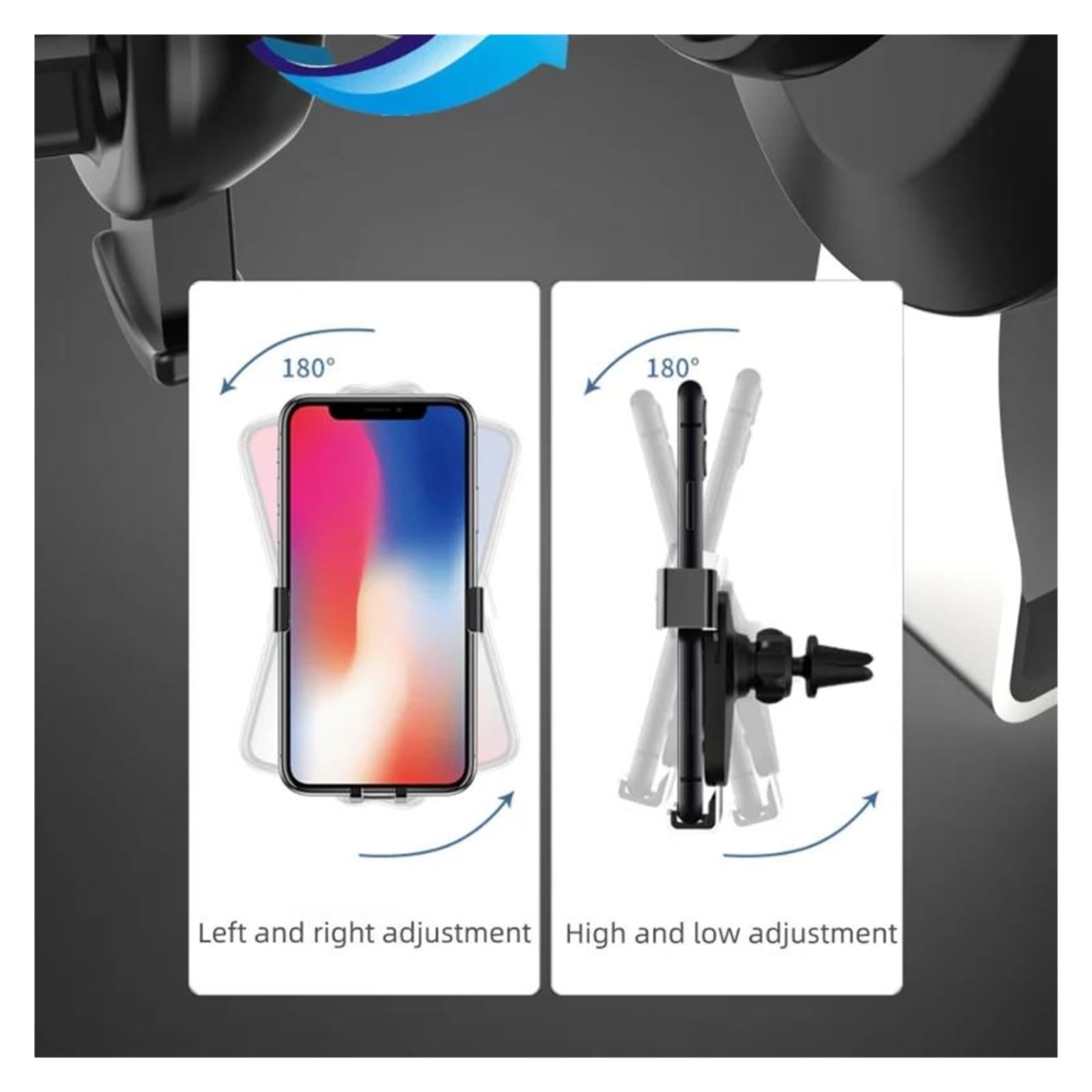 Supporto per telefono da auto con bocchetta di ventilazione, supporto con bloccaggio automatico a gravità per dispositivi mobili da 4,7-6,7 pollici(Metallic surface)