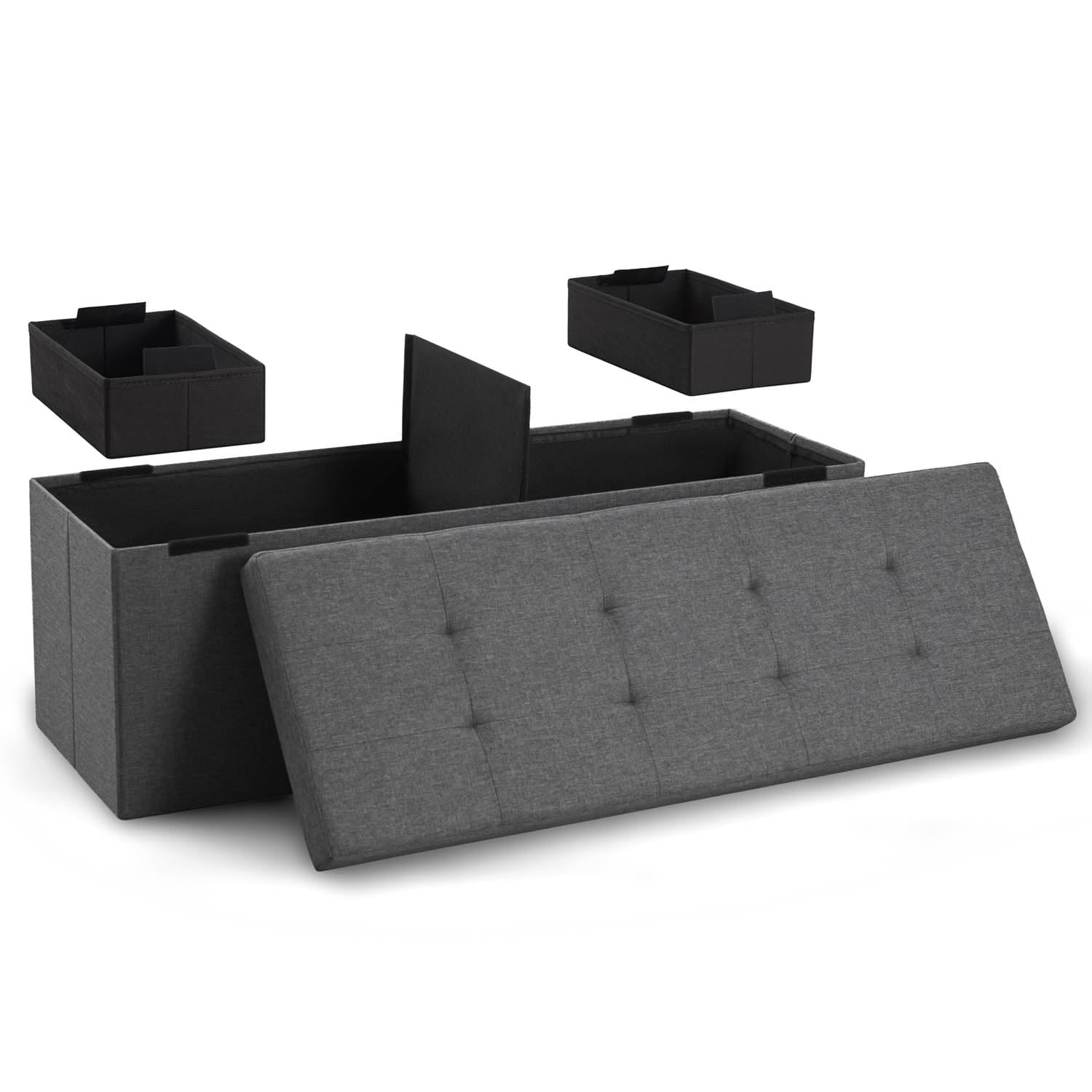Blumtal panca contenitore + 2 scatole extra - panca camera da letto 110x38x38 cm - cassapanca contenitore da interno - panche contenitori - panca contenitore camera - baule da interno - in antracite