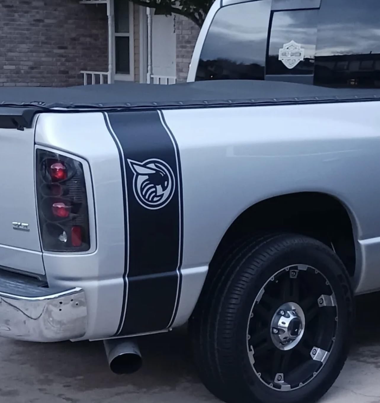 Black Rumble Bee For Hemi Truck Decals, Rear Bed Racing Stripes, X2 Truck Vinyl Graphics Stickers