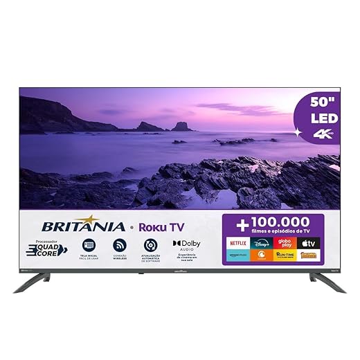 TV Smart TV 50” Britânia Roku TV LED Dolby Audio BTV50VA4REGB
