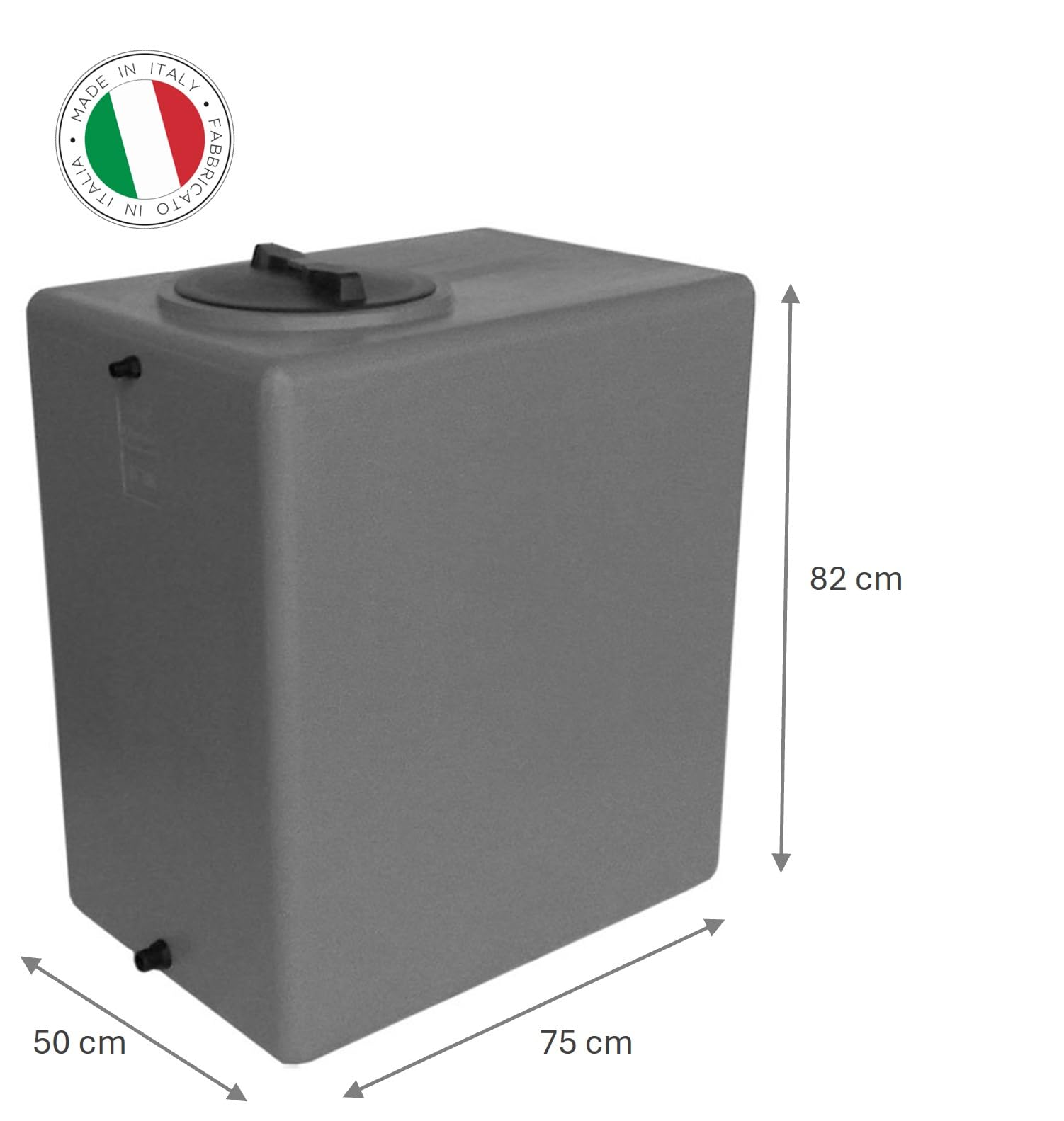 Réservoir polyéthylène pour Eau parallélélépipède rectangulaire Haut Mod. 300 litres Gris Made in Italy
