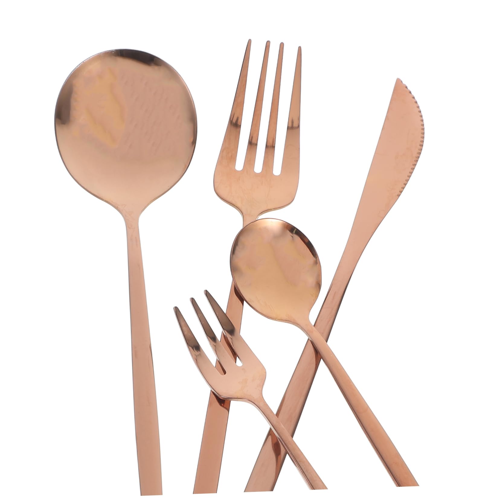 30 Piezas Cubertería Inoxidable con Acabado Rosa Dorado Cubiertos para Fiestas y Bodas Tenedor Cuchara y Cuchillo para Comidas Elegantes