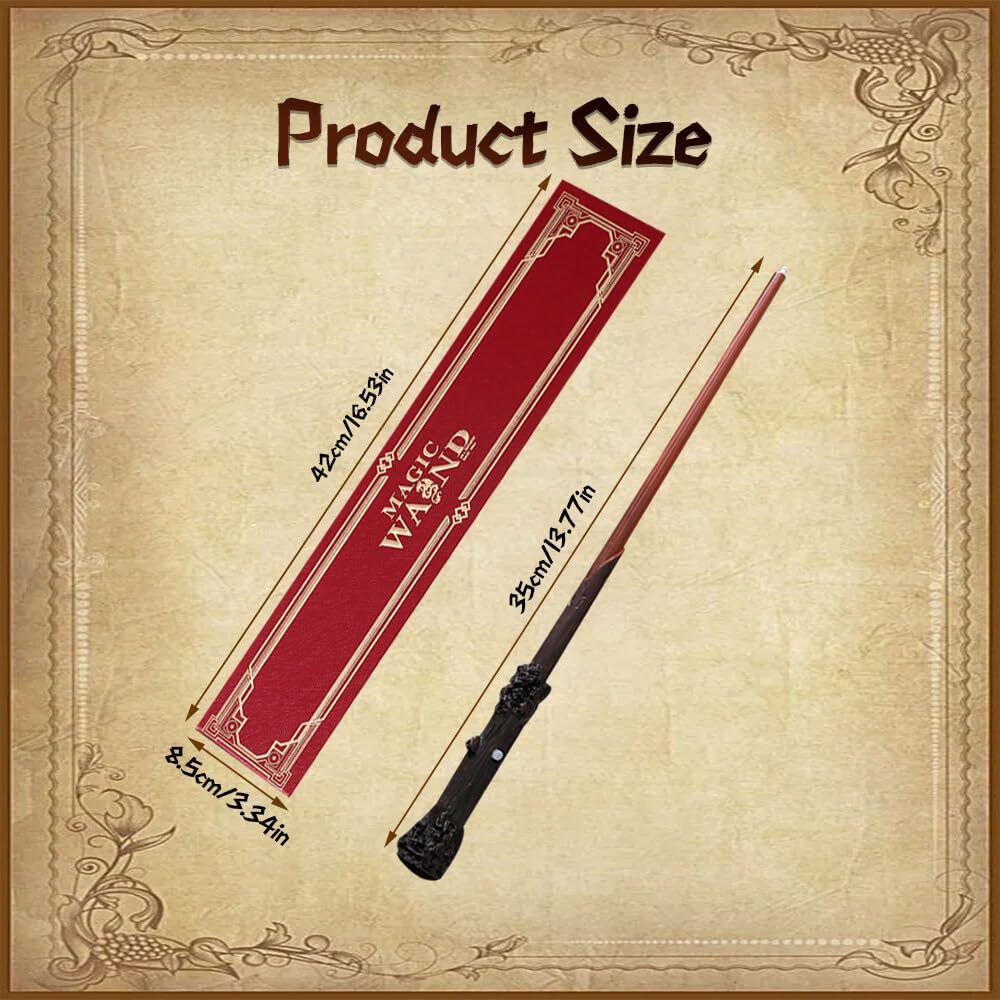 Baguette Harry Potter Lumineuse, Baguette Magique Harry Potter avec Chargement USB, Harry Potter Baguette dans Un Coffret Cadeau avec Carte de Sort, Ticket de Gare, Plan et Support de Baguette