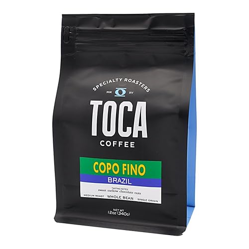 TOCA Coffee Brasil Copo Fino grano entero tostado medio, (bolsa de 12 onzas) disponible en Yaxa Colombia