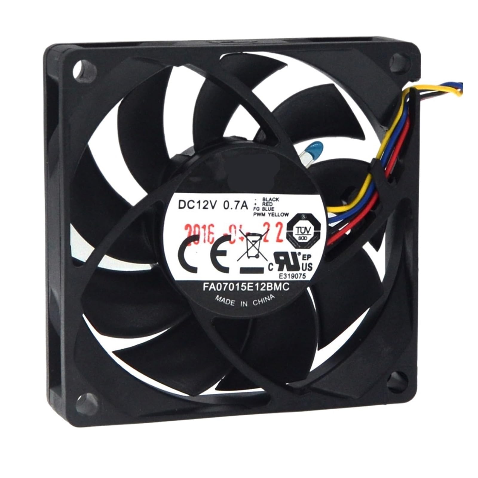 GJEXXPTST FA07015E12BMC 70mm Fan DC 12V 0.70A 7CM 70X15mm 7015 4 Wires Cooling