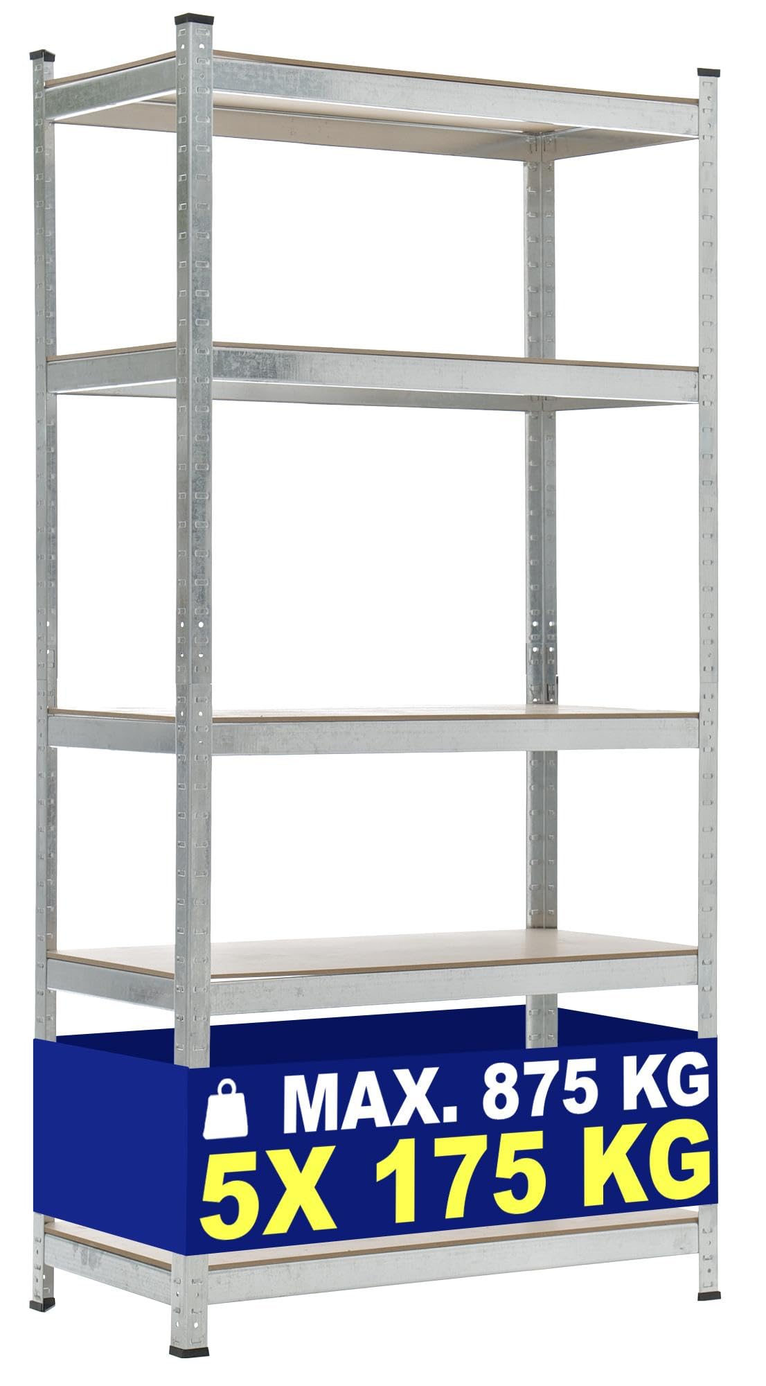 CLP Estantería Metálica de Almacenaje Galvanizada I Estantería Capacidad Máx. de Carga 875 kg I Estantería de 5 Estantes I Bastidor de Almacena, Color:Negro, Tamaño:90x40x180 cm — view 7