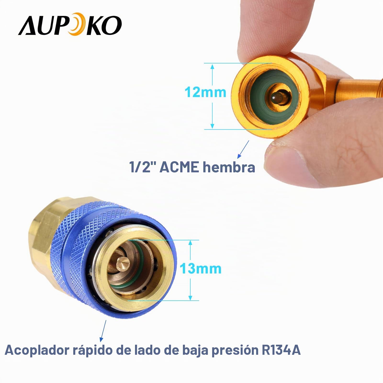 Aupoko 59'' R134A Manguera de Recarga de Refrigerante con Conector de Presión para Abrelatas Rápido Acoplador, se Adapta a Vehículos Refrigerantes R134A R12 o R22 o Aire Acondicionado para el Hogar