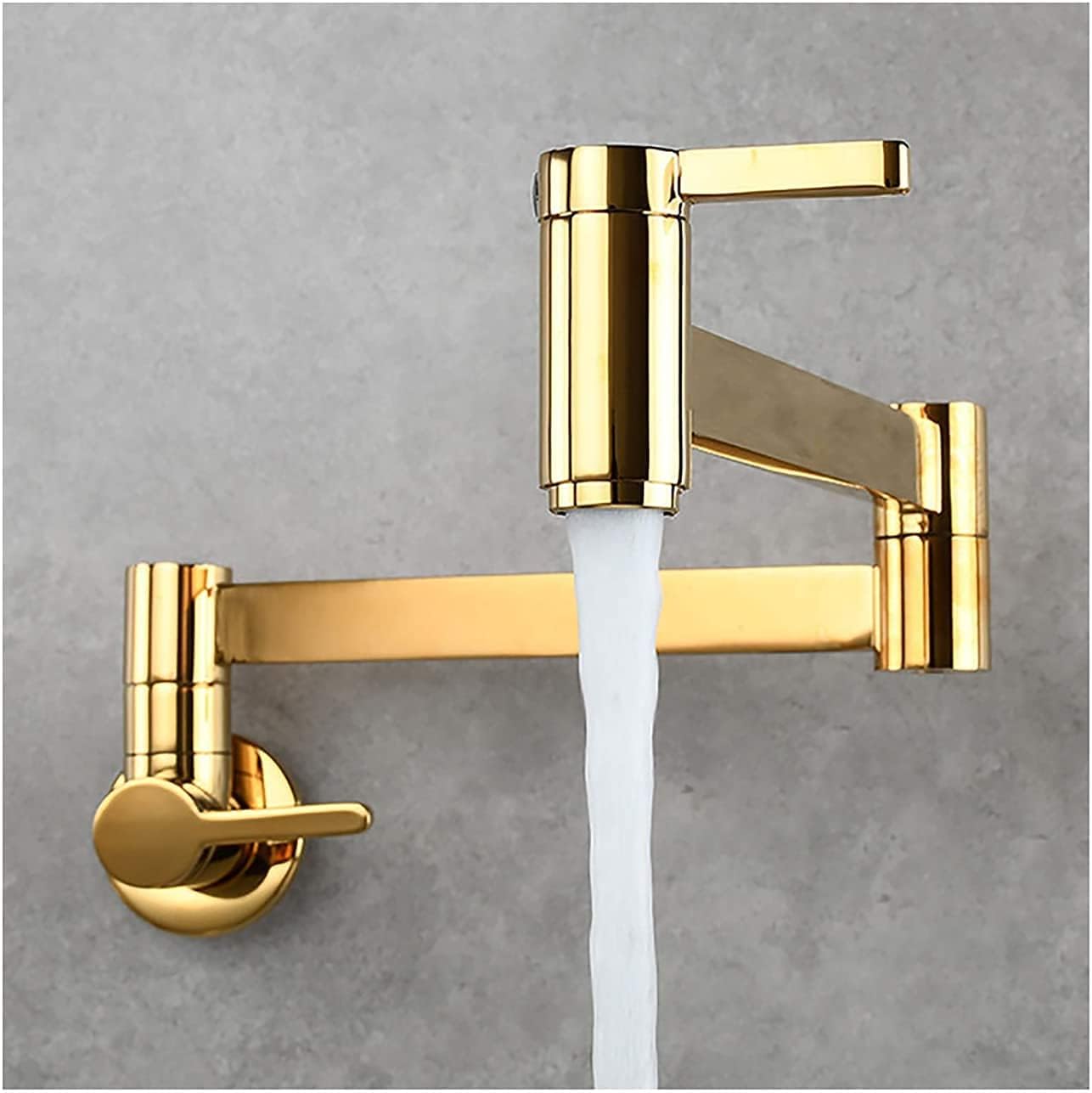 Faucets,Kitchen Sink Tap Brass Single Cold Water Taps Folding Pot Filler Faucet with Dual Joint Swing Arm, Wall Mount Handle Hole,Brushed,Brushed D