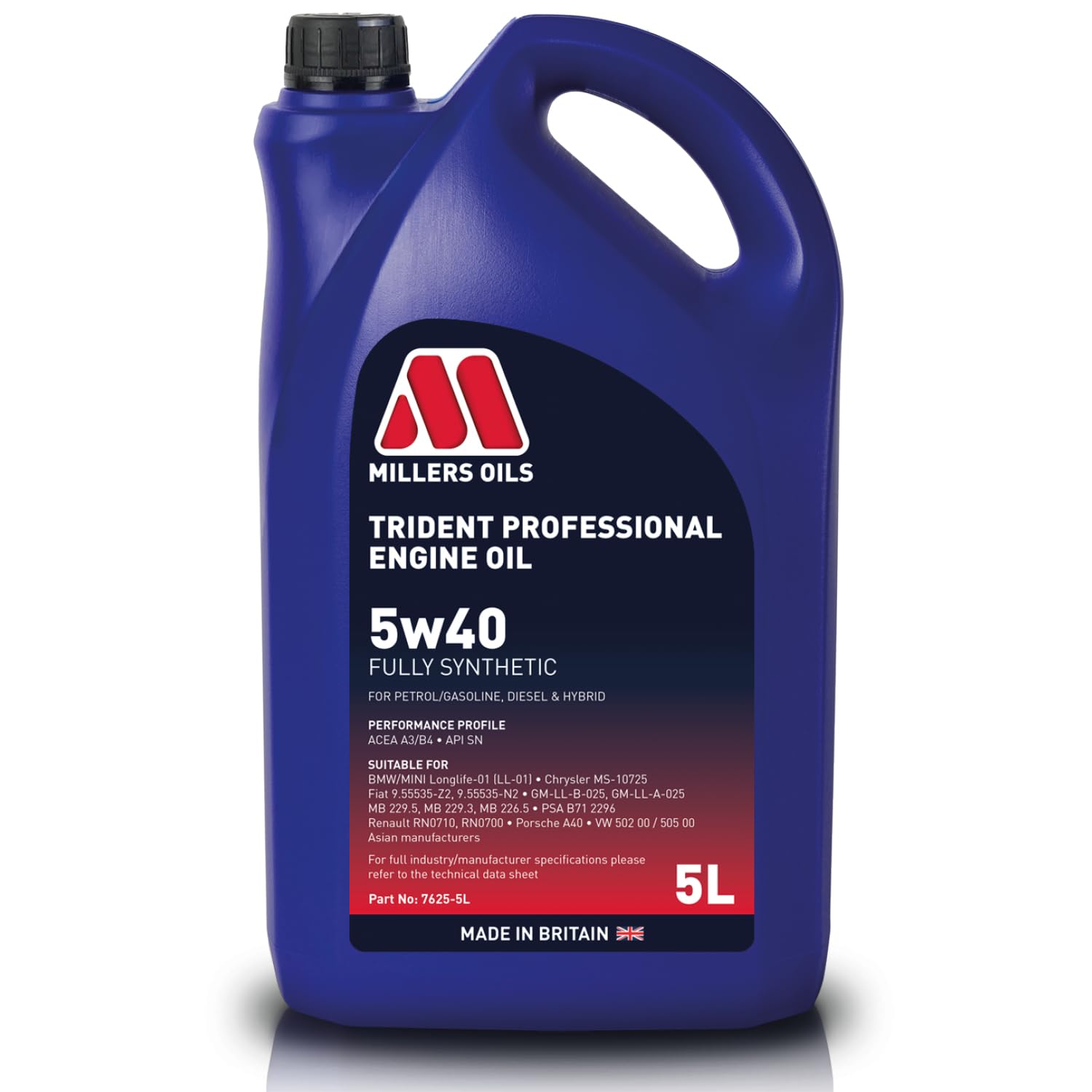 Trident Professional 5w40 Fully Synthetic Motor Oil, 5 liters