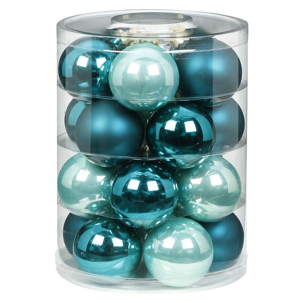 Magic Weihnachtskugeln Glas 6cm, 20 STK. Christbaumkugeln (Green Emerald (Mint dunkel türkis meerblau))