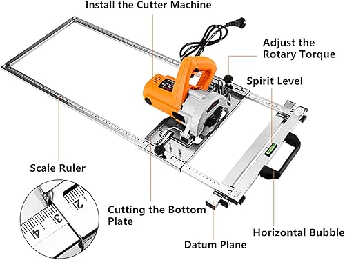 Miniatura 6 de CNCEST - Sierra circular eléctrica para carpintería, tabla de cortar de acero multifunción, guía de bordes, marco de posicionamiento, kit de sierra