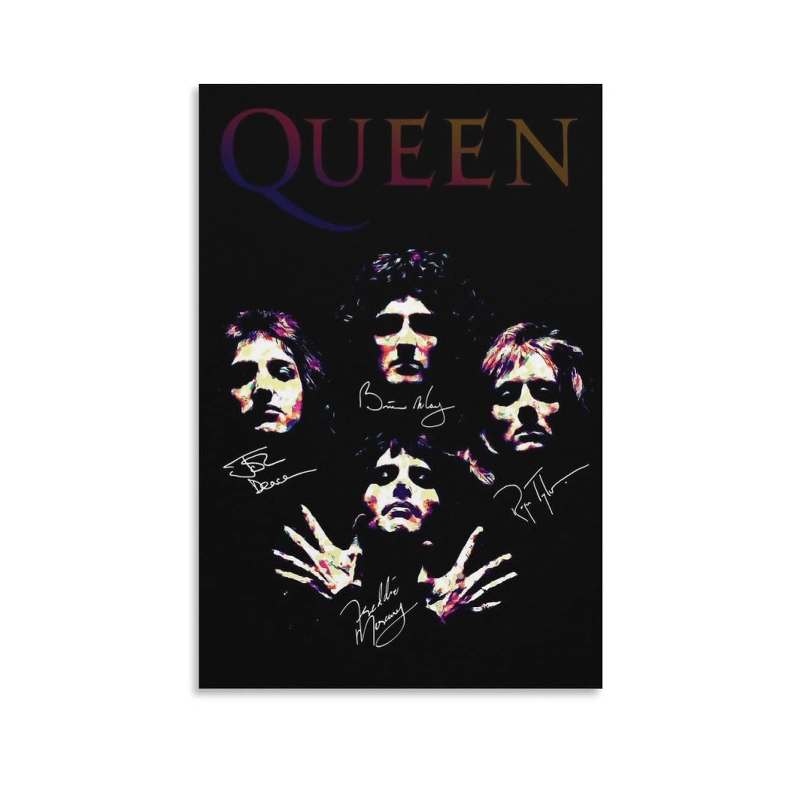 IEJ Pôster Queen Poster Autografado Pintura Decorativa Tela Arte