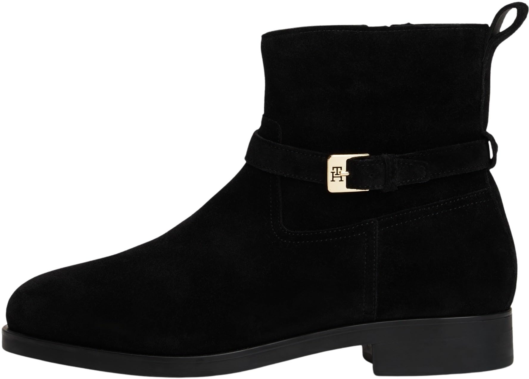 Tommy Hilfiger Women's Buckle Suede Riding Ankle Boots, Black (Black), 5