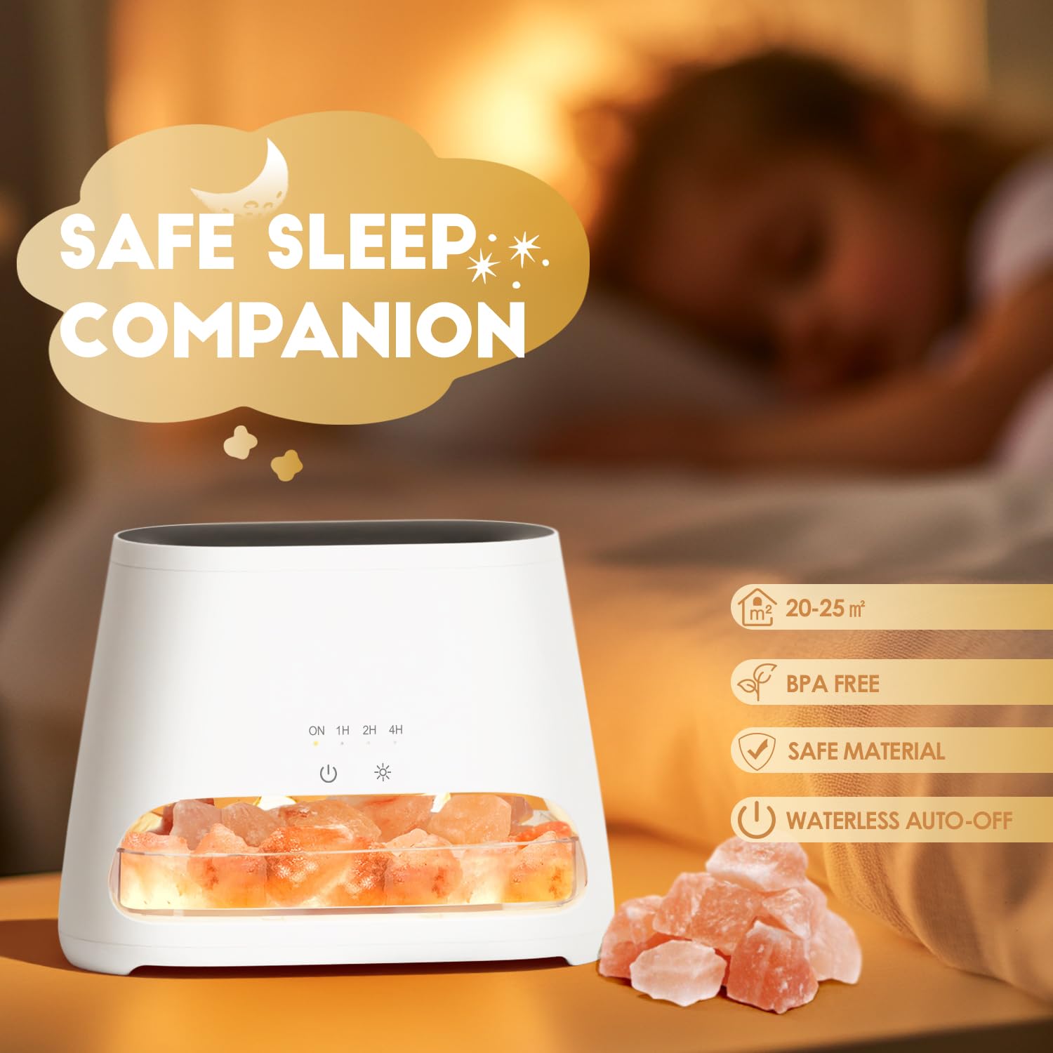 SALKING Dyfuzor zapachowy z lampą Salt Range Pakistan, 7 kolorów LED, efekt płomienia, dyfuzor do olejków eterycznych, ultradźwiękowy nawilżacz powietrza, automatyczne wyłączanie, 150 ml (biały RGB)