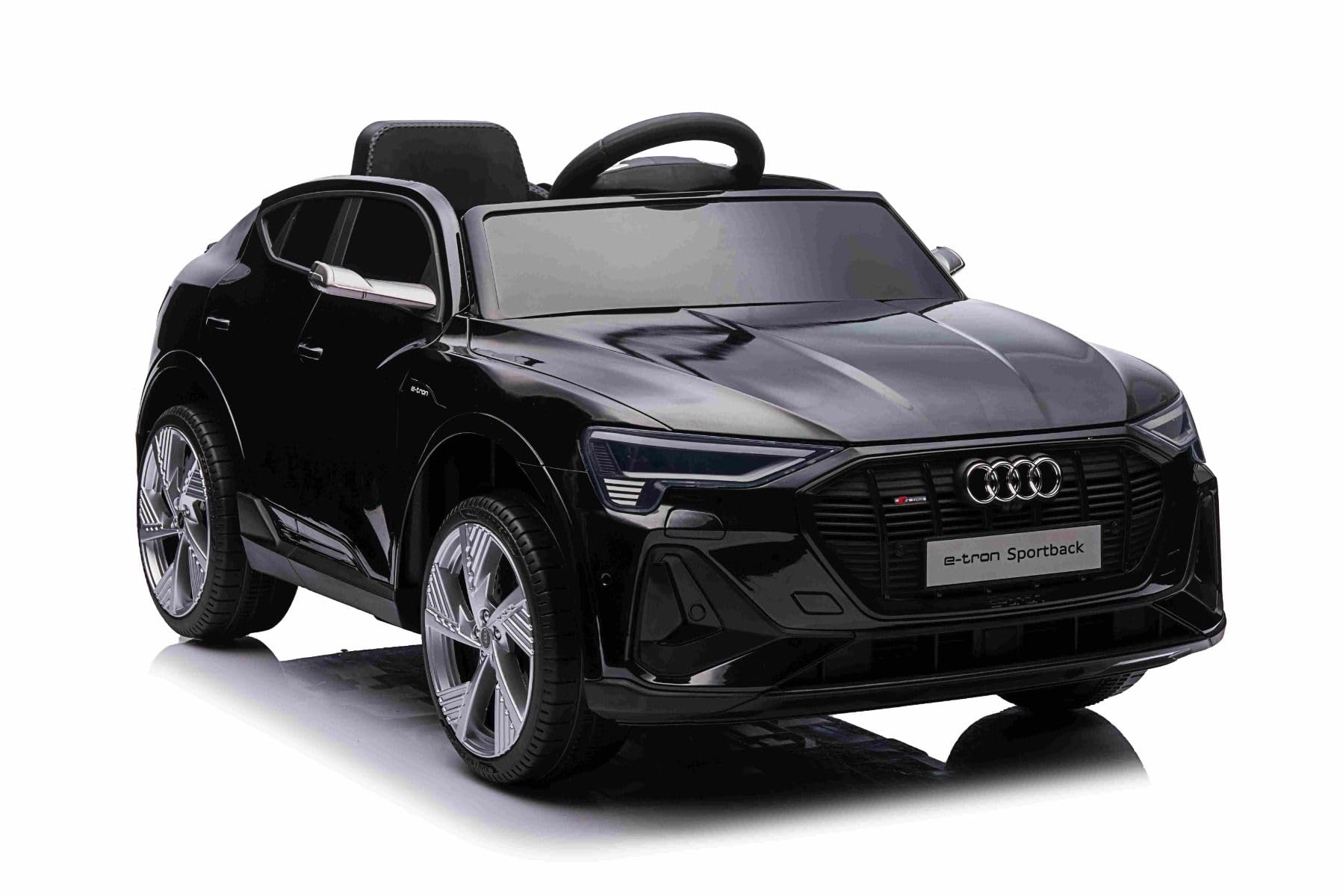 Samochód elektryczny dla dzieci, 12 V, Audi E-tron Sportback, czarny, samochód elektryczny 2,4 GHz, pilot zdalnego sterowania, USB/AUX/MP3, bateria litowa, oświetlenie LED, silnik 2 x 25