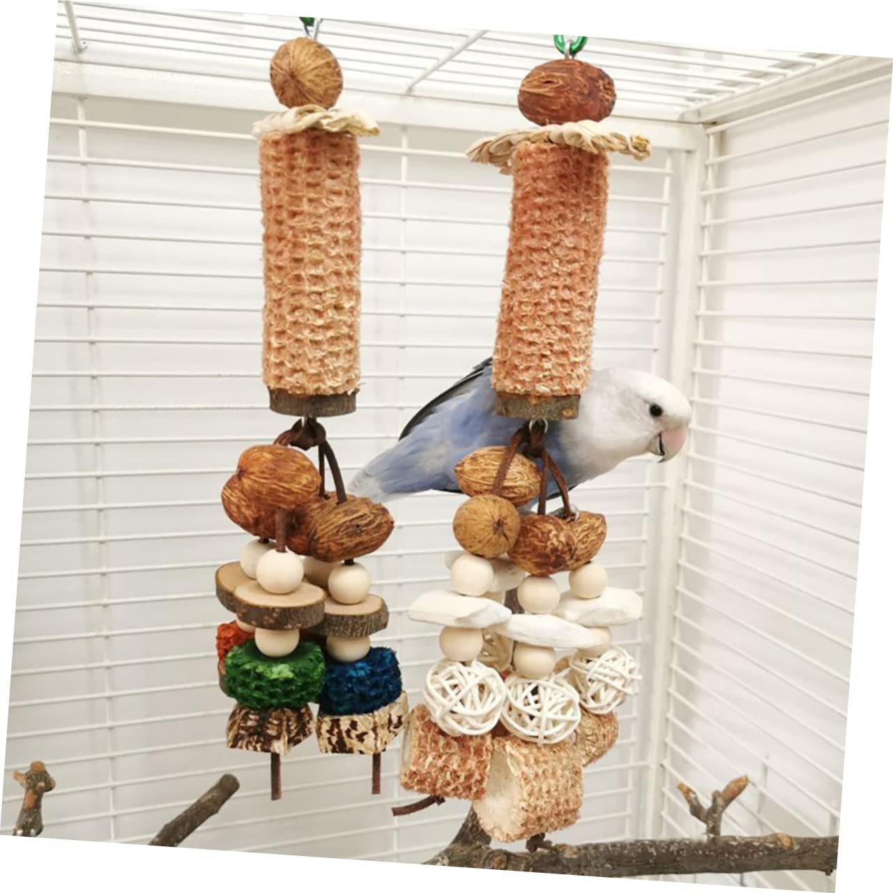 minkissy Lot De 4 Jouets pour Perruches Domestiques Cage Jouet pour Calopsittes Résistant Aux Morsures Accessoire pour Oiseaux Molaire pour Perroquet Amusant pour Perruches