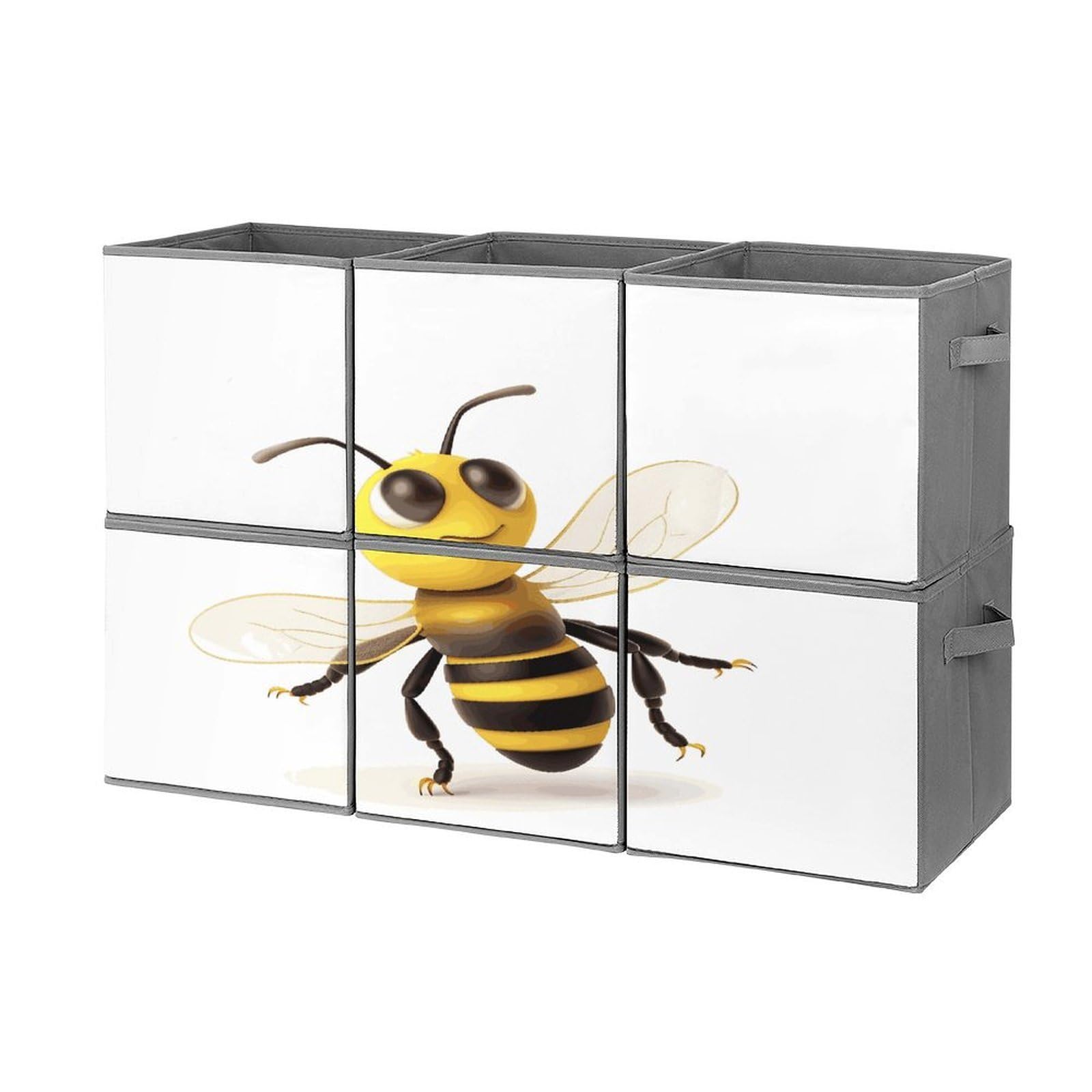 Btcowzrv Style Honey Bee Storage Cubes, 6 Pack Oxford Fabric Foldable Collapsible Bins With Handles, Cubby Storage Baskets Boxes For Closet Shelves Office Organization