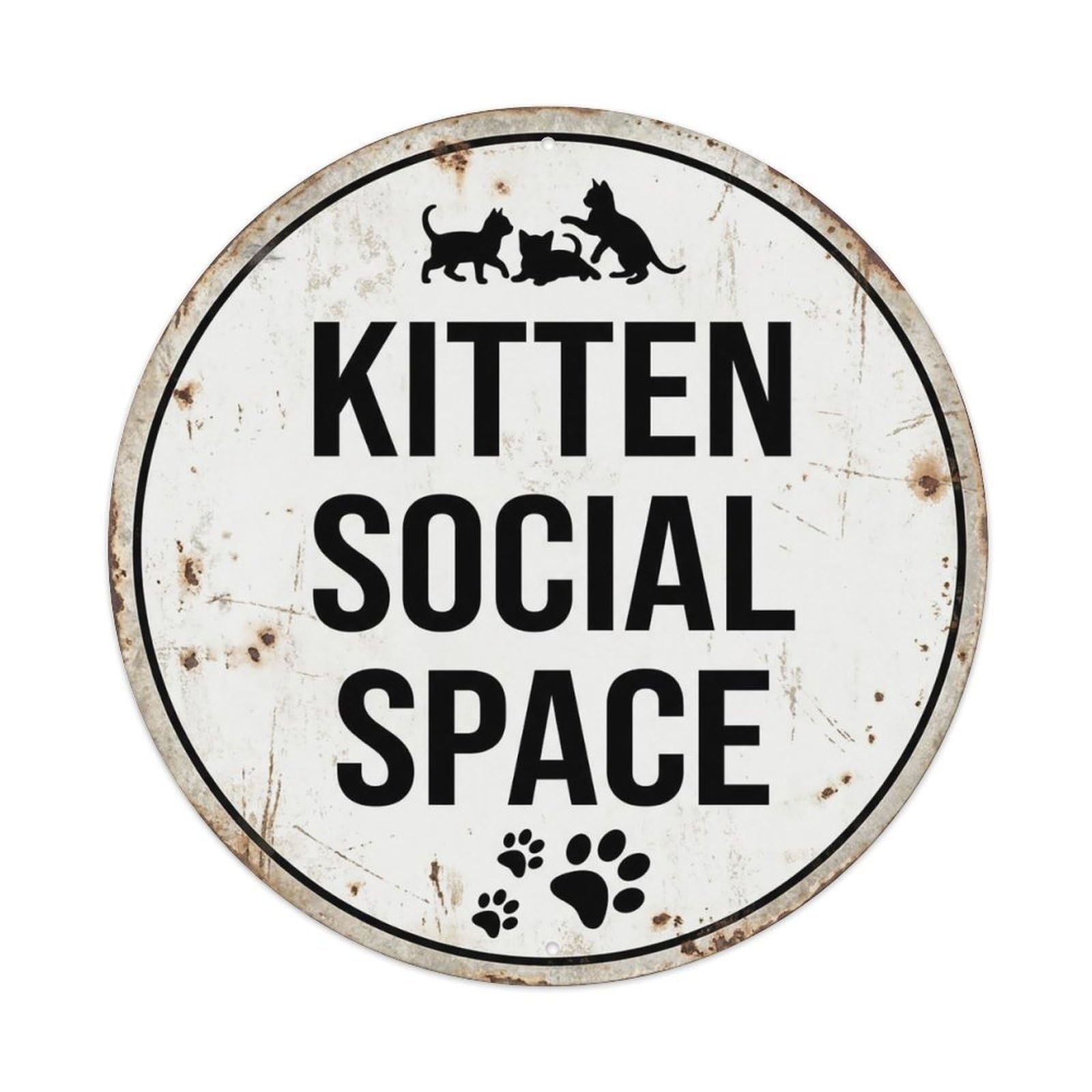 Vintage Kitten Social Space Decor Metal Tin Sign
