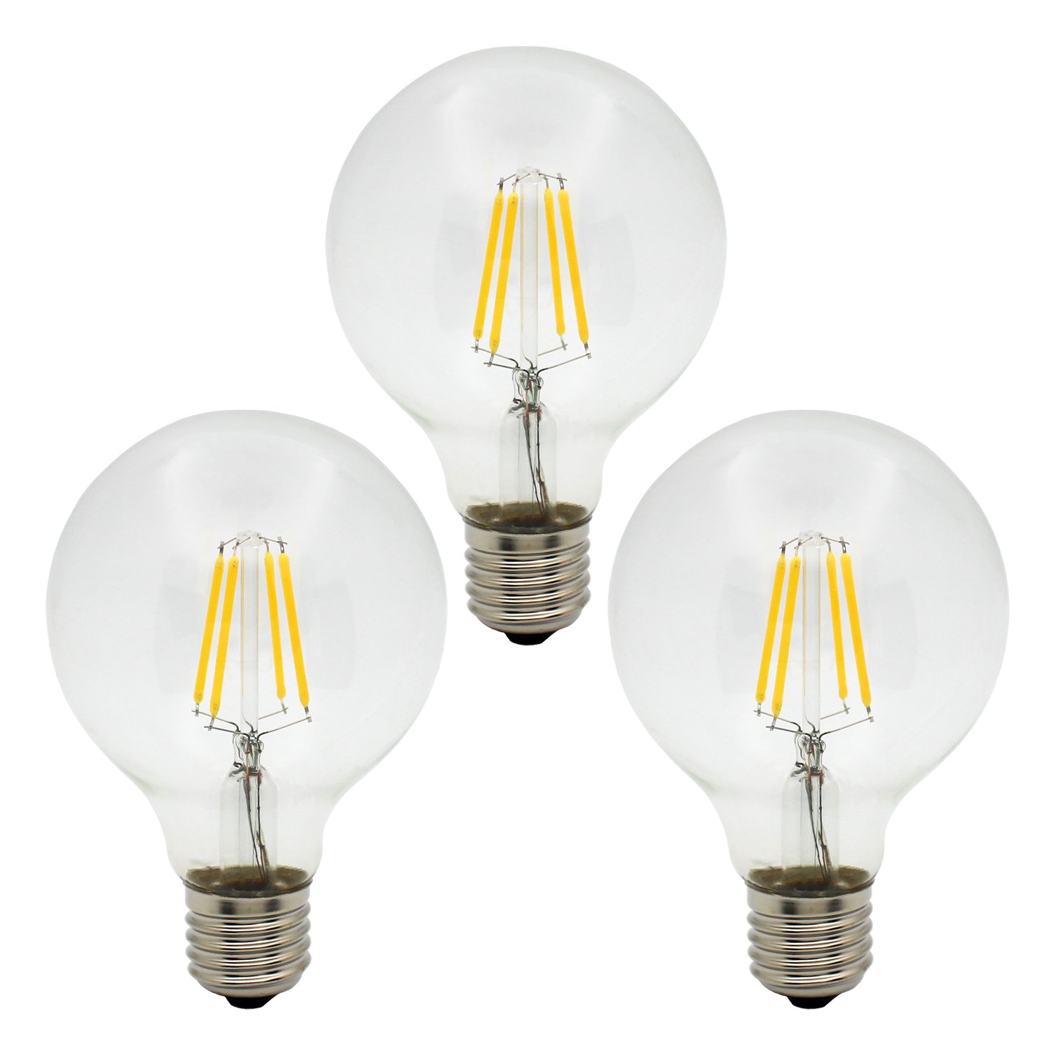3 Pack G80 E27 4W Edison Filament LED Bulbs Retro Vintage Style Light, Not Dimmable, Warm White 2700K, 300LM, 30W Incandescent Replacement, AC220-240V