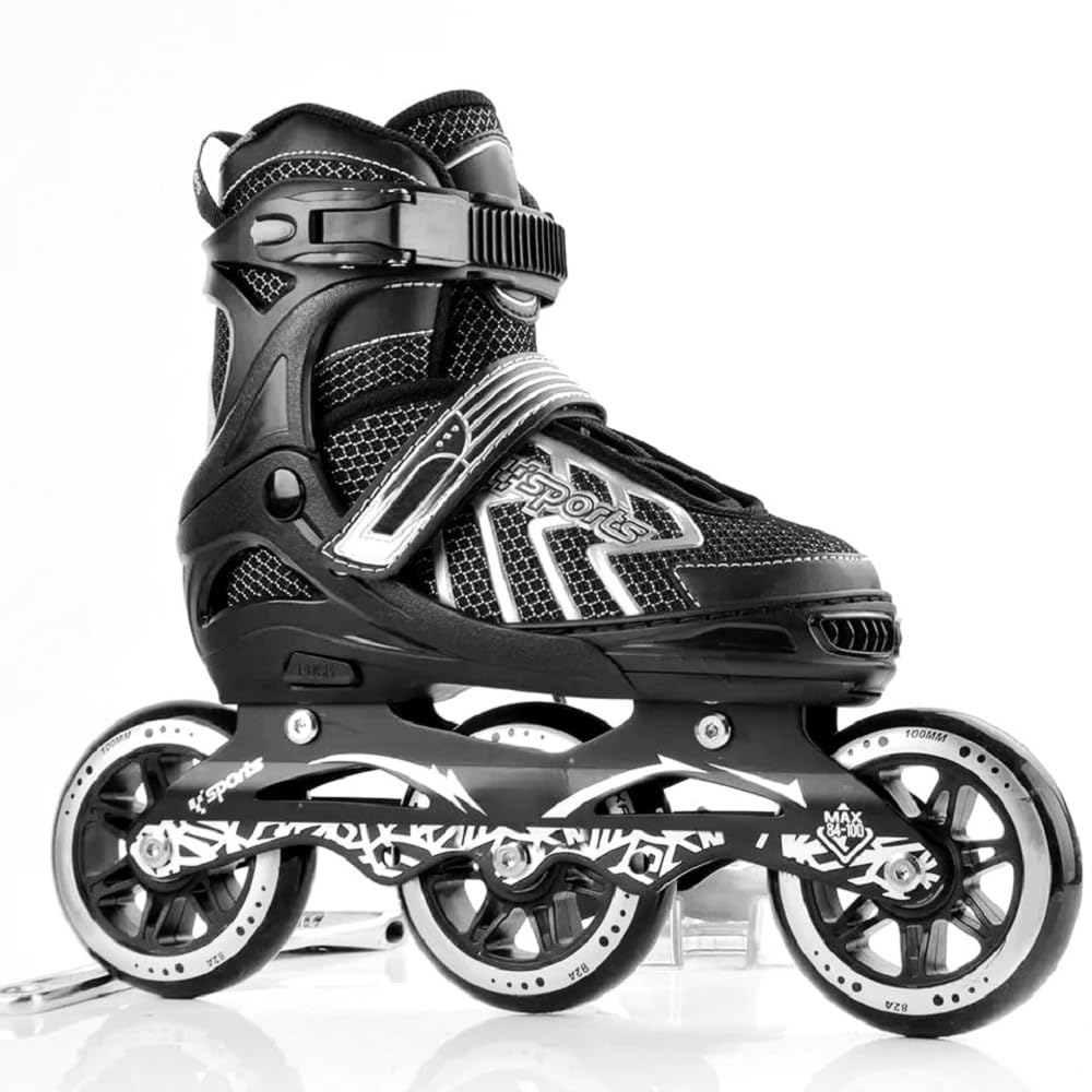 LONGMIRE Inline Skates Size Adjustable All Pure PU Strong Wheels Aluminium with LED Flash Light on Wheels, Skating Boy Age Group 6-15 Years (3 Wheel Black Skating) (B0CGZPRJR4) Amazon Price History, Amazon Price Tracker