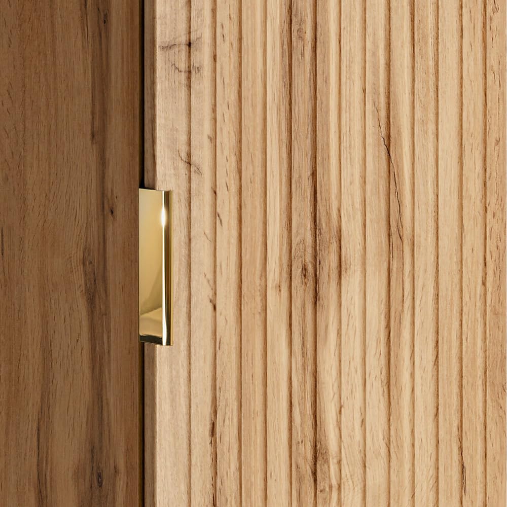 Lomadox Badezimmerschrank Hochschrank 2-türig, Wotan Eiche gerillt, 35 cm schmal, Seitenschrank Badmöbel-Schrank Badschrank B/H/T: 35/140/25 cm