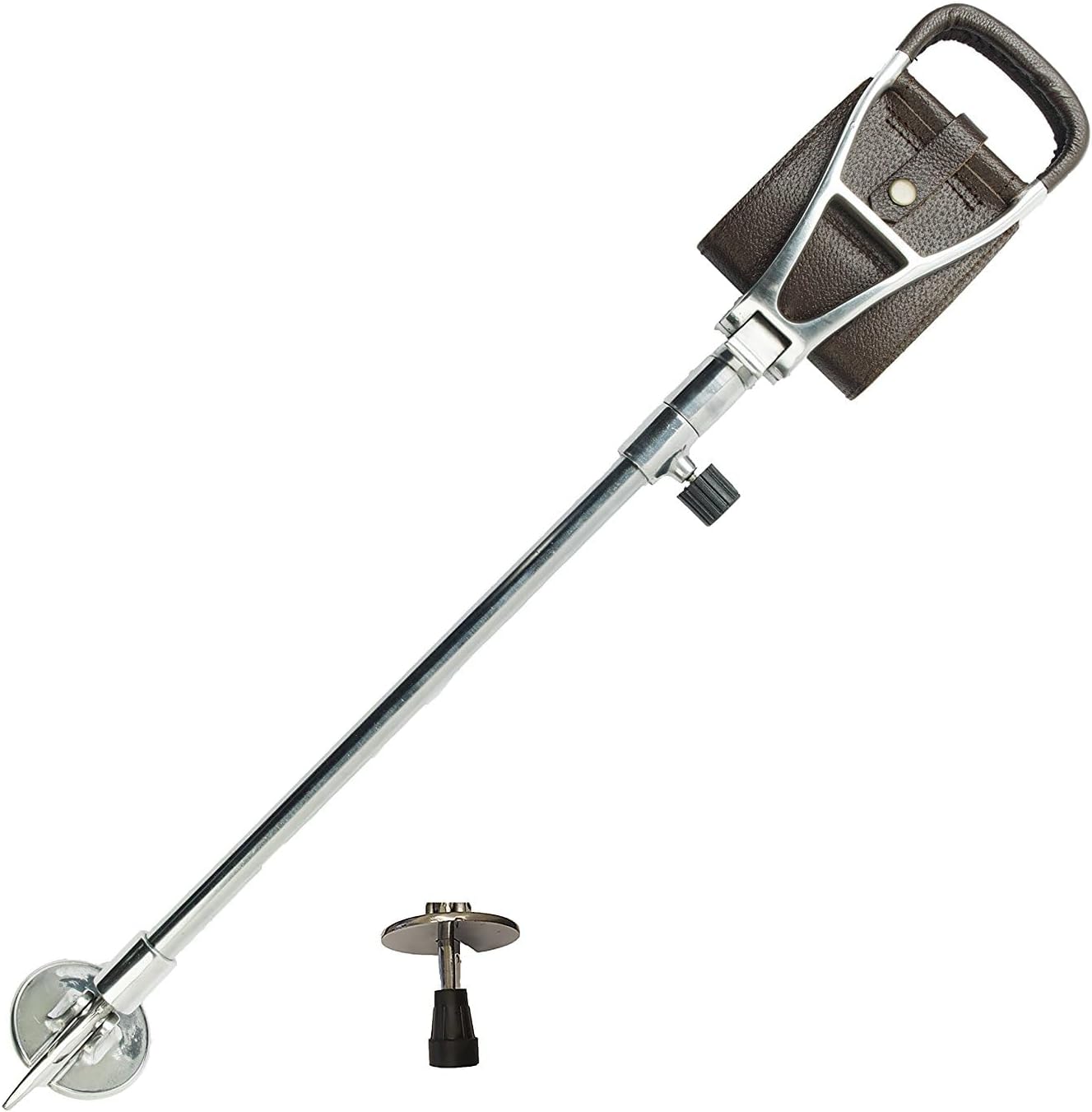 Walking Seat stick with padded brown leather seat