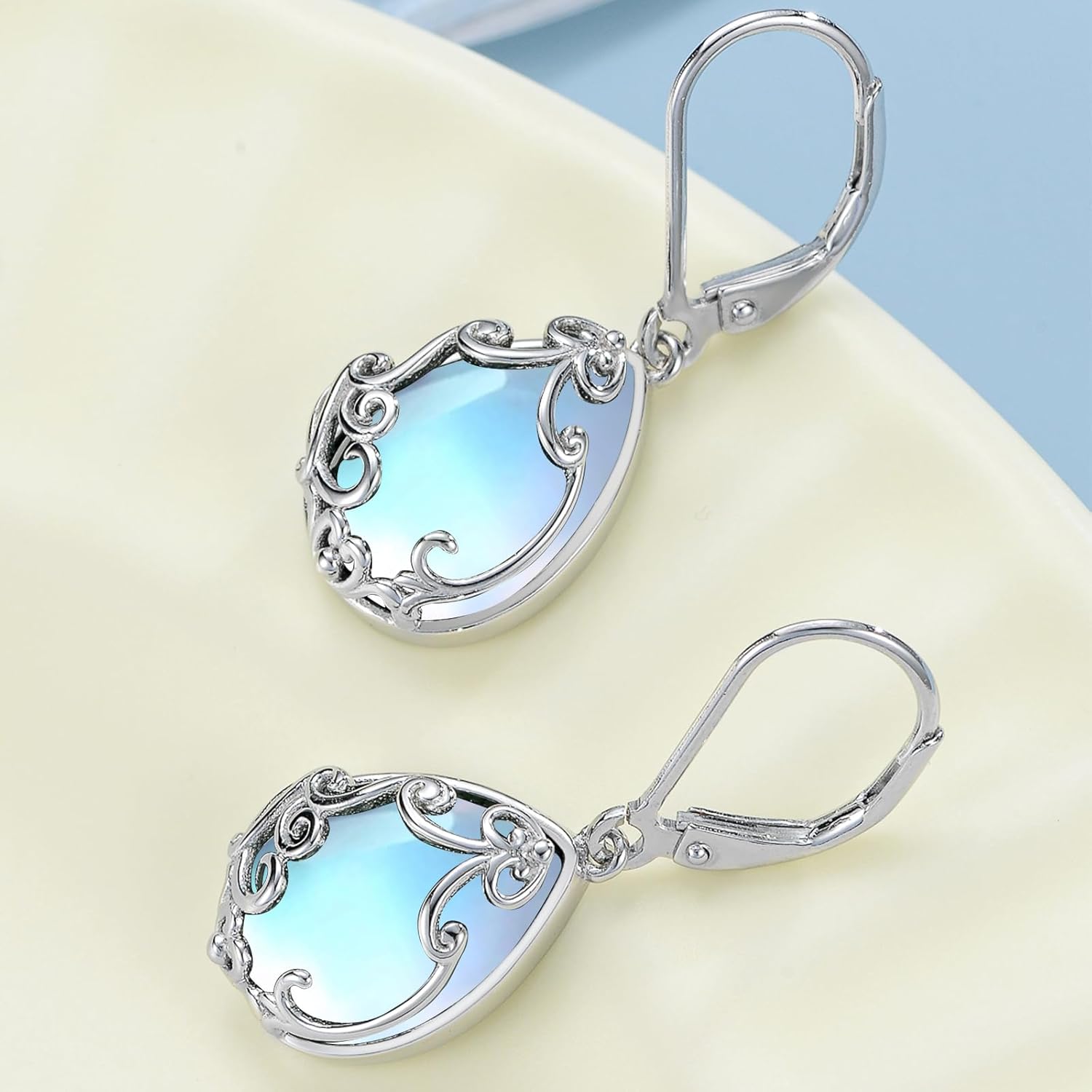 Teardrop Earrings for Women Celtic Filigree Drop Earrings Sterling Silver Leverback Jewelry Mother's Day Gifts for Women Mom - Image 2