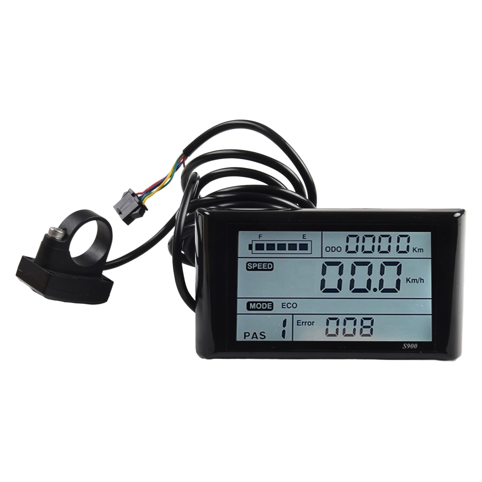 Pantalla LCD S900 para bicicleta eléctrica 24 V-72 V, velocímetro con velocidad, tiempo, potencia, temperatura, protocolo UART, compatible con manillar de 22,2 mm, cable de 180 cm, color