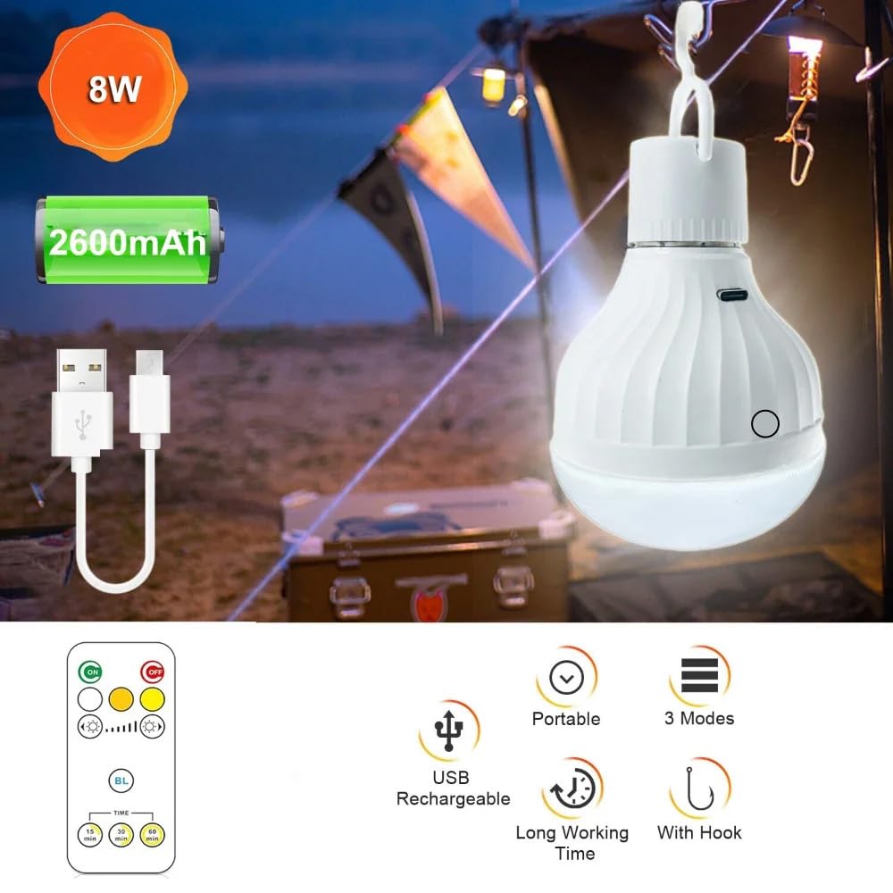 Ampoule Rechargeable Usb-C Ampoule Led E27 Super Lumineux Luminosité