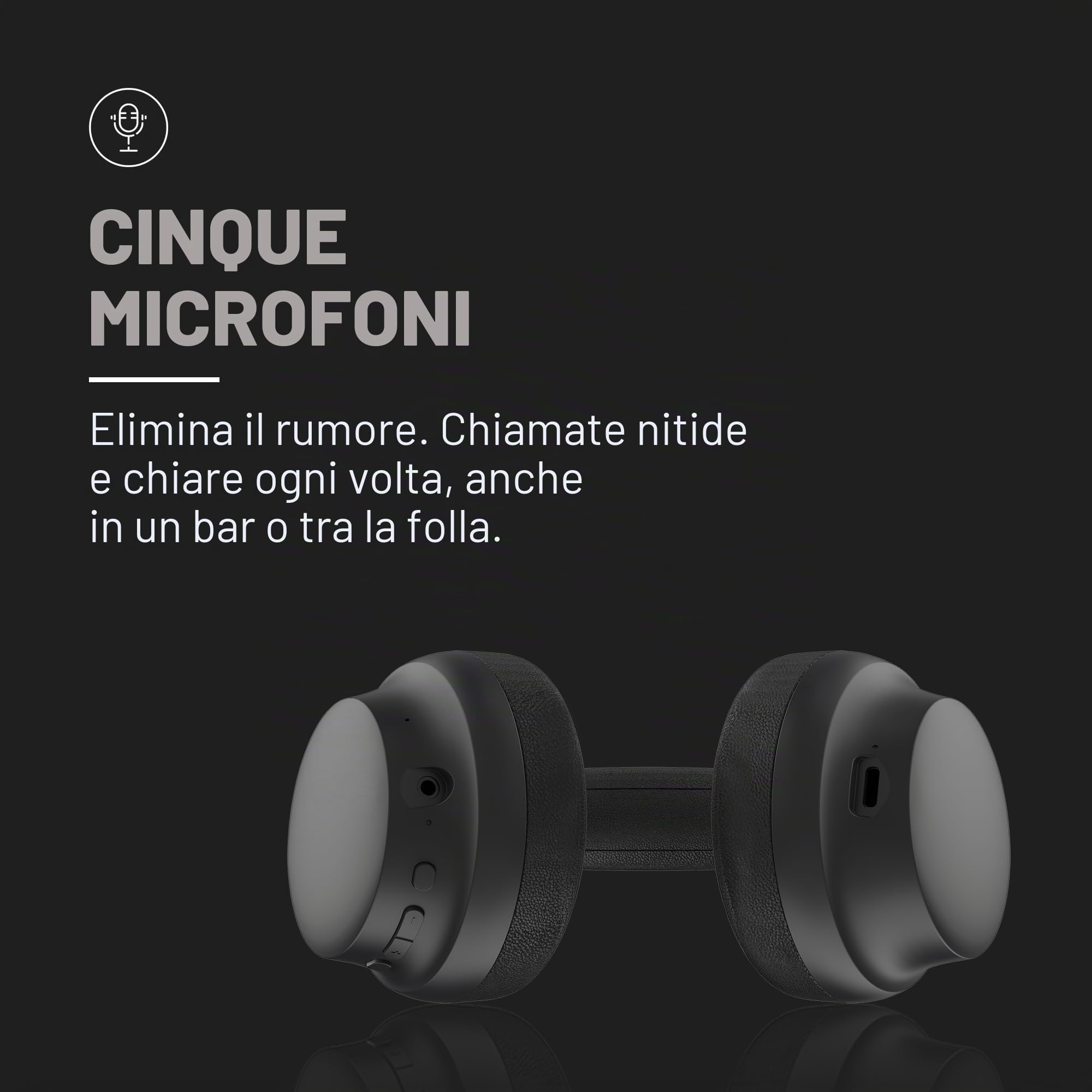 Raycon Essential - Cuffie Bluetooth over-ear, con cancellazione attiva del rumore, senza fili, modalità di sensibilizzazione, cuffie Bluetooth con microfono, 50 ore di durata della batteria (viola)